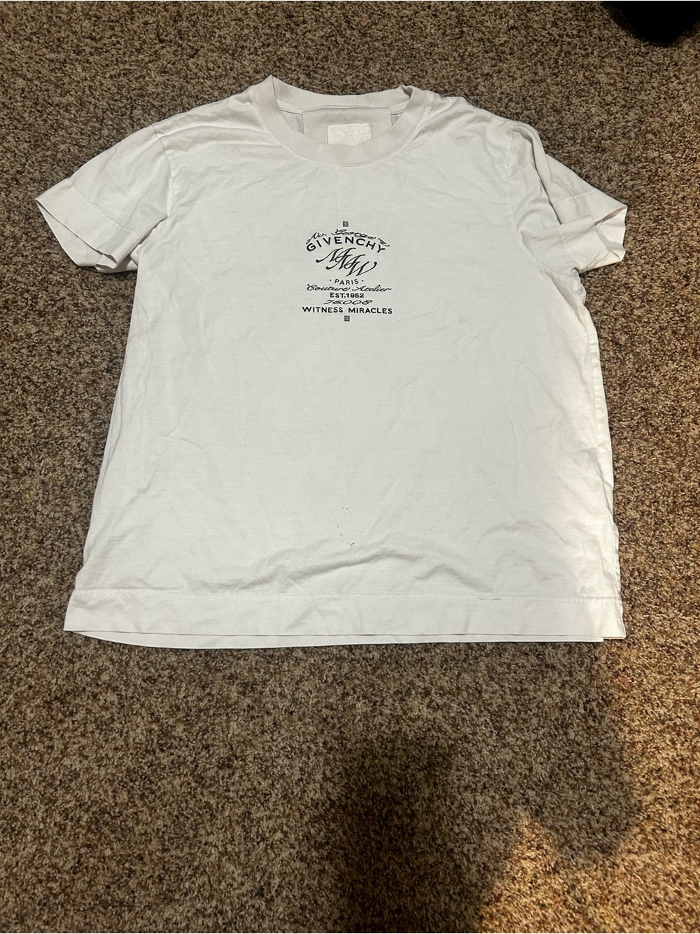 Givenchy White Short Sleeve Logo Tee with Center Graphic